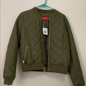 NWT Guess Olive Quilted Bomber Jacket